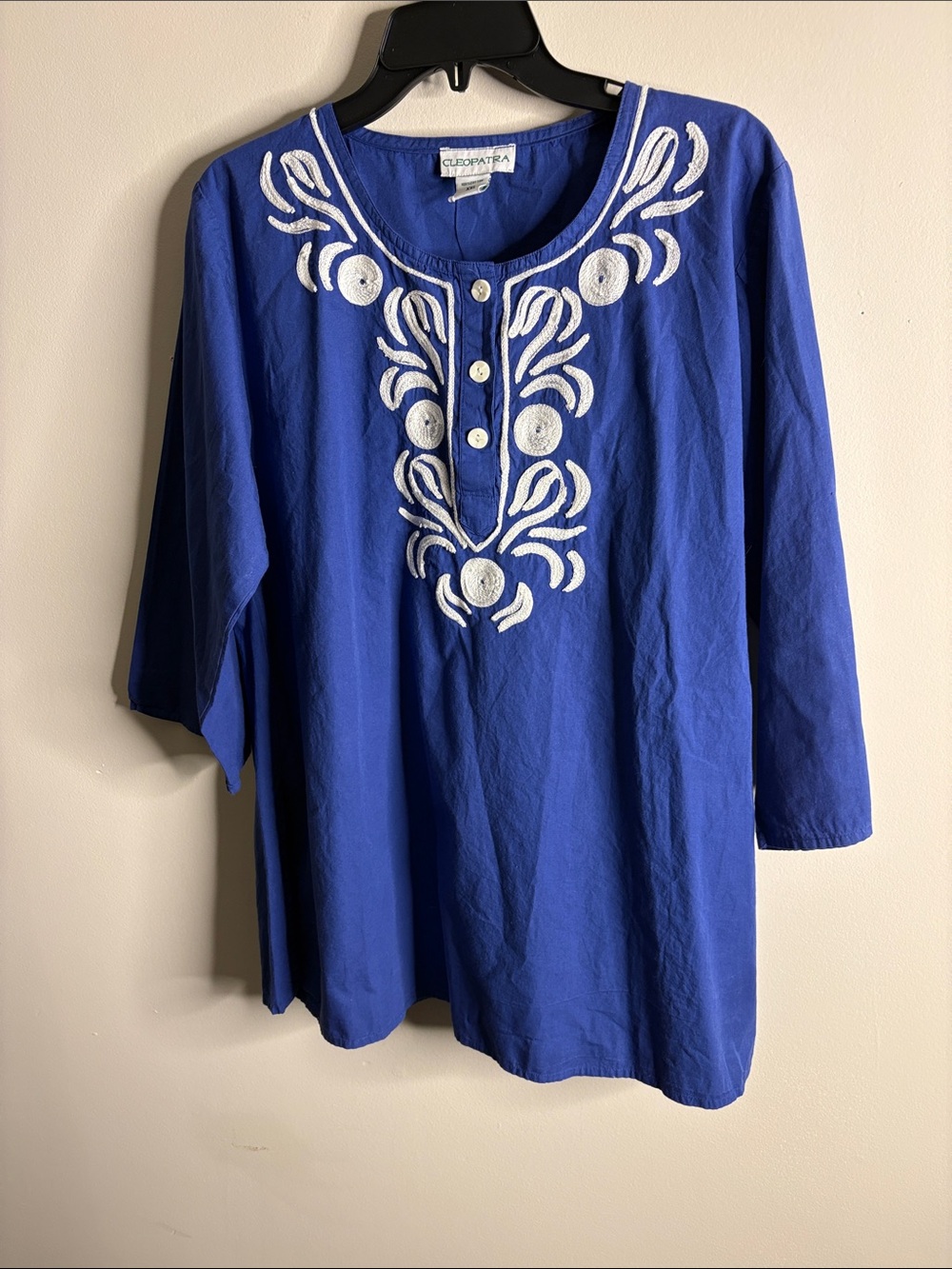 Cleopatra Royal Blue Embroidered Cotton Tunic